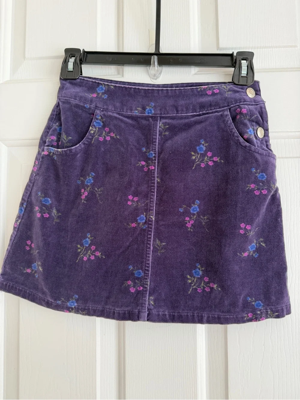 GAP Purple Corduroy Floral A-Line Skirt